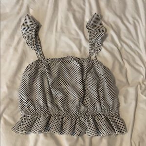 Polkadot puffy tank with accent straps